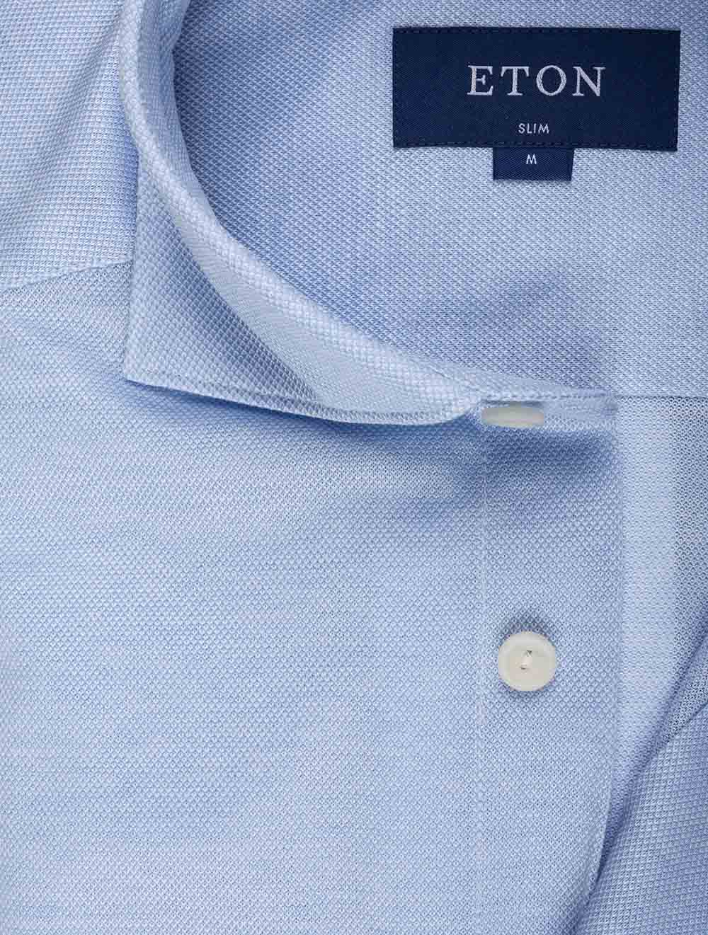 Eton Slim Fit Pique Oxford Shirt Blue AI1