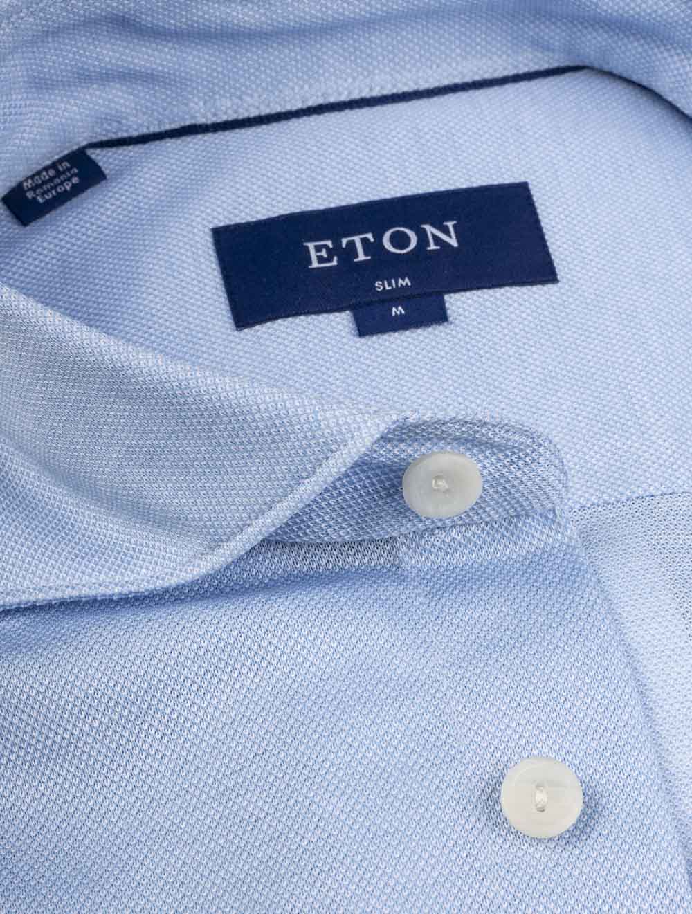Eton Slim Fit Pique Oxford Shirt Blue AI2