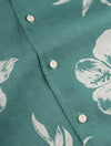 Eton Short Sleeve Linen Floral Shirt Green