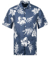 Eton Short Sleeve Linen Floral Shirt Navy
