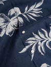Eton Short Sleeve Linen Floral Shirt Navy