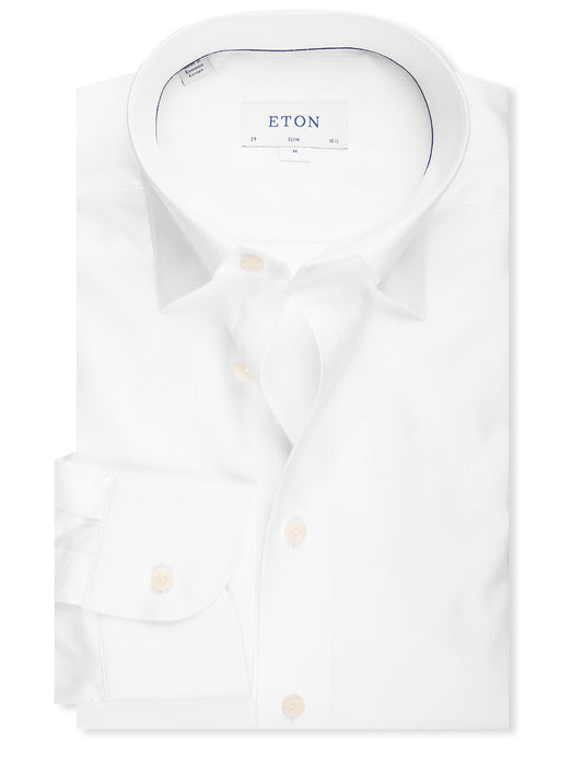 ETON Slim Fit Oxford Button Under Stretch Shirt White
