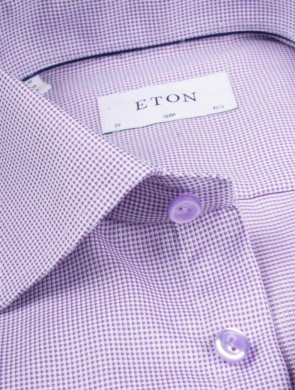 Eton Shirts Pin Dot Twill Shirt Purple AI2