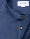 ETON Slim Fit Herringbone Flannel Shirt Blue