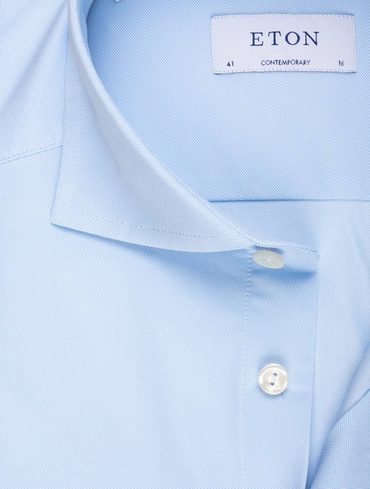ETON Contemporary Twill Weave 4 Way Stretch Shirt Blue