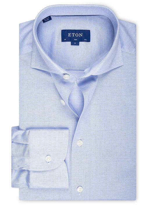 ETON Slim Pique Jersey Slim Shirt Blue