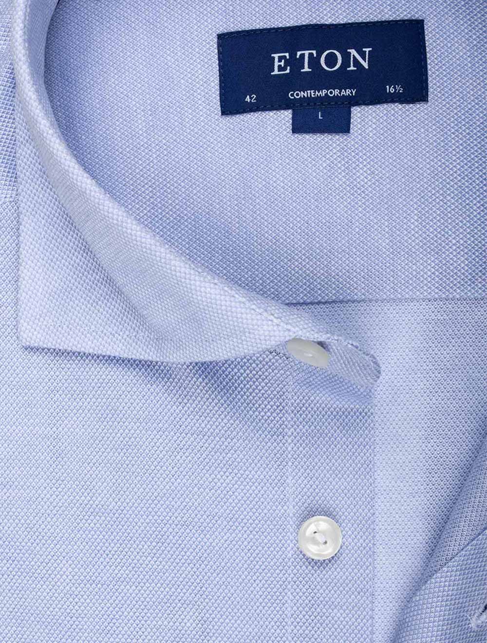 Eton Blue Pique Jersey Contemporary Shirt AI1