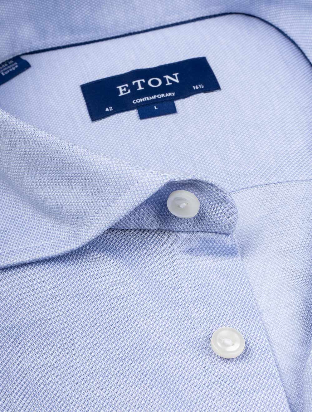 Eton Blue Pique Jersey Contemporary Shirt AI2