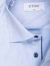 ETON Slim Twill With Navy Button Shirt Blue