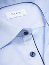 ETON Slim Twill With Navy Button Shirt Blue