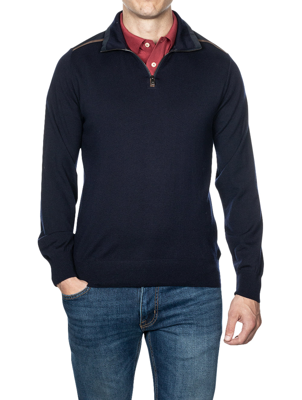 Paul And Shark Halfzip With Detail Navy AI1