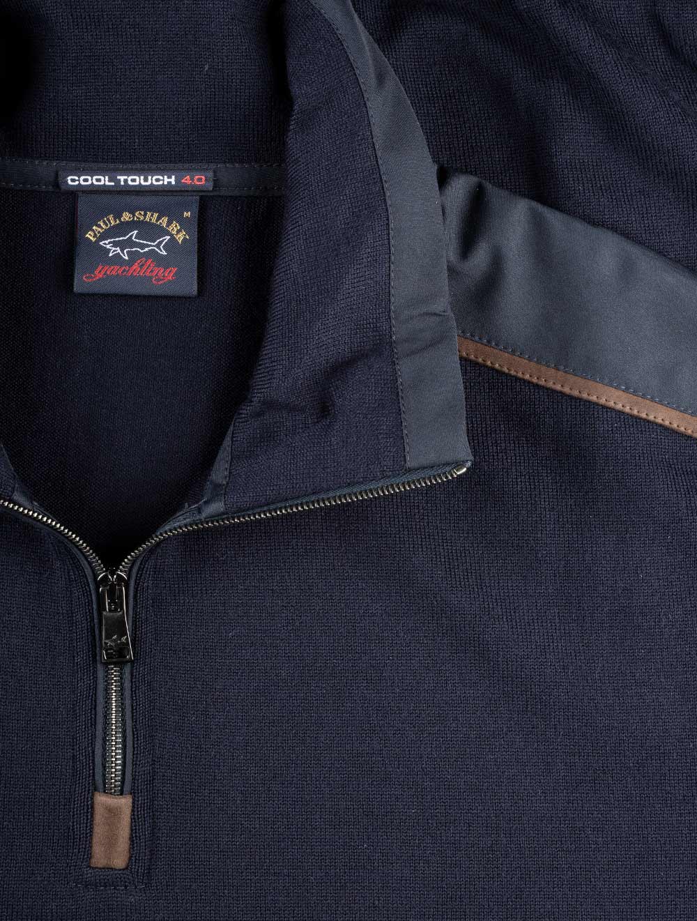 Paul And Shark Halfzip With Detail Navy AI3