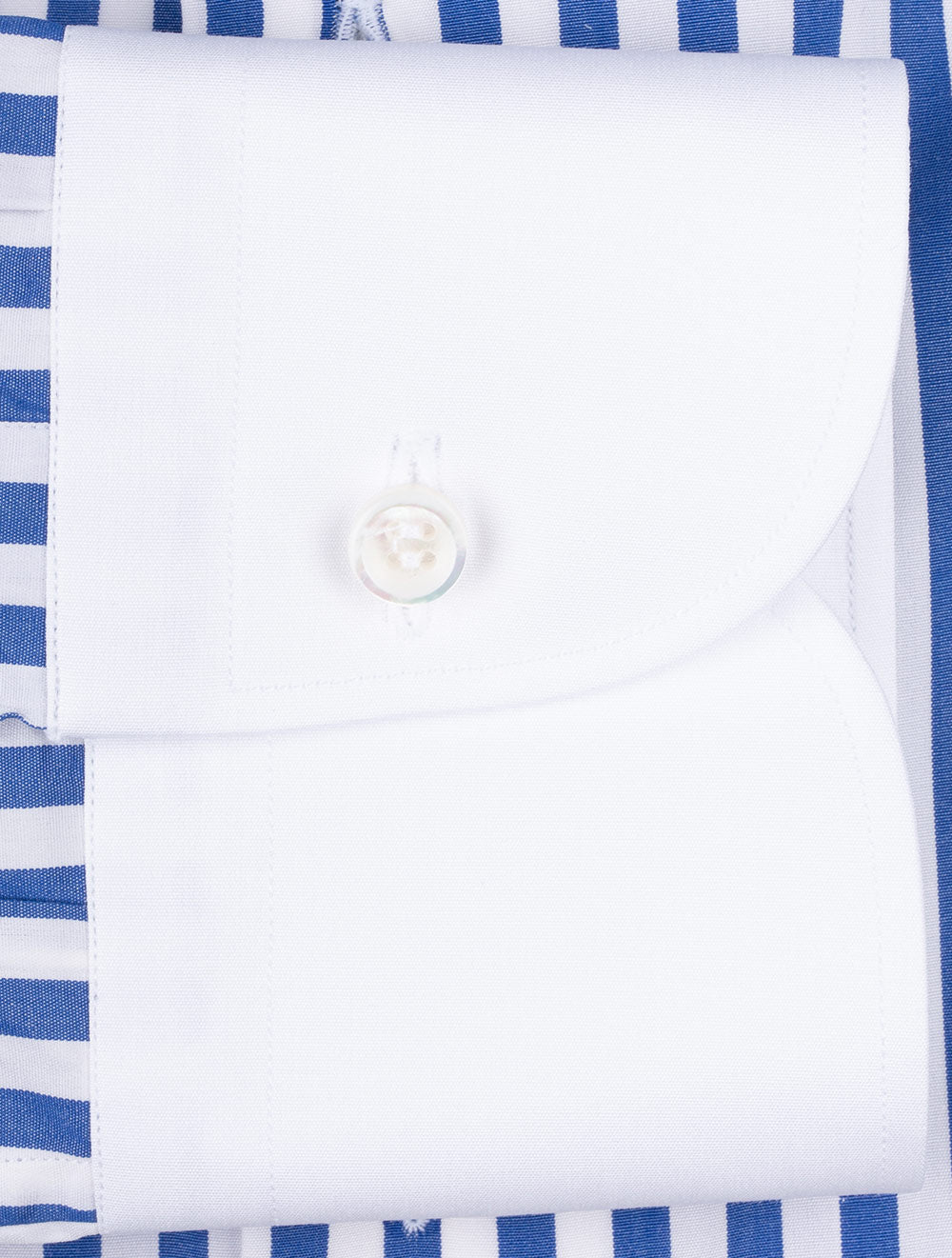 Fray FRAY Stripe Contrast Cuff Collar Shirt Blue AI3