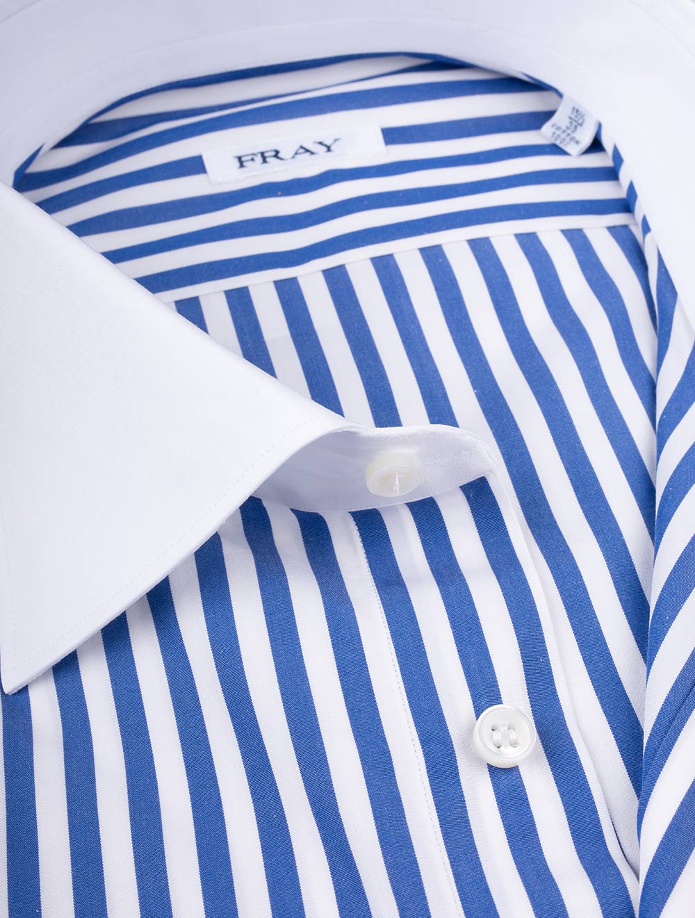 Fray FRAY Stripe Contrast Cuff Collar Shirt Blue AI1