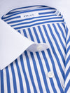 FRAY Stripe Contrast Cuff Collar Shirt Blue