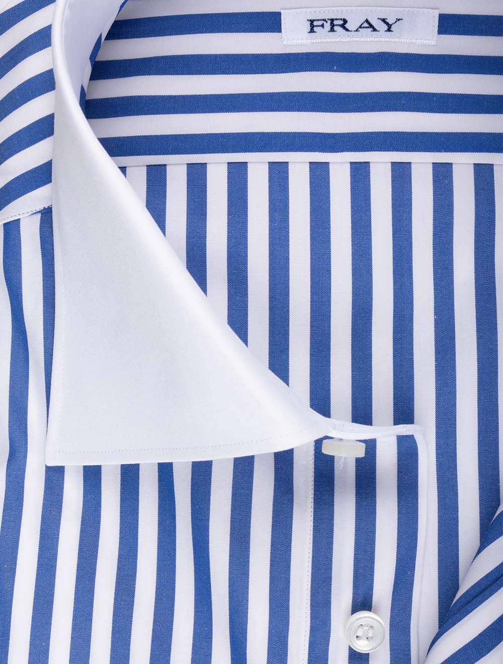 Fray FRAY Stripe Contrast Cuff Collar Shirt Blue AI2
