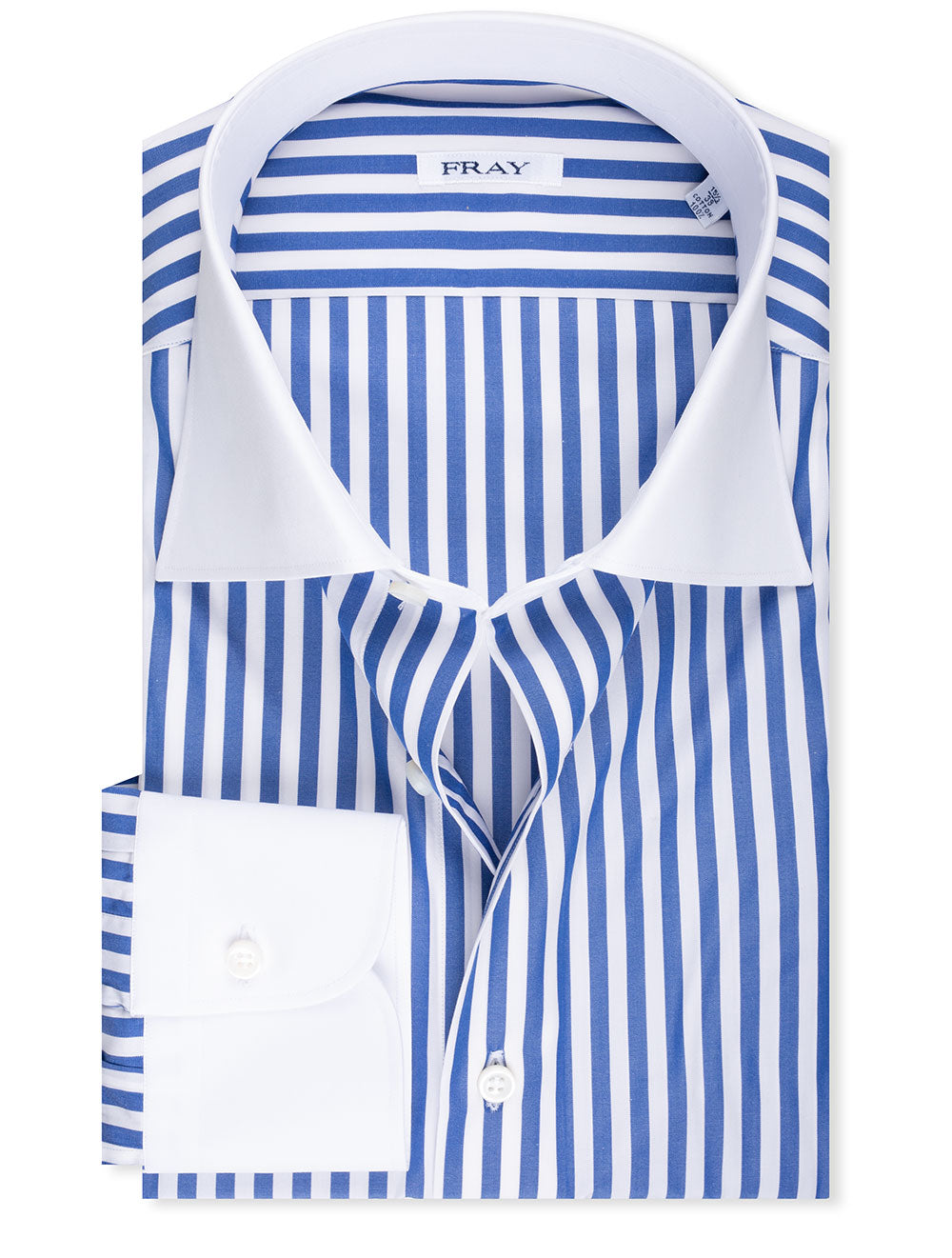 Fray FRAY Stripe Contrast Cuff Collar Shirt Blue MI