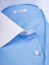 FRAY Contrast Cuff Collar Formal Shirt Blue