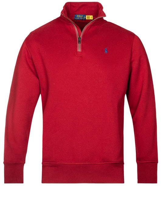 RALPH LAUREN Half Zip Fleece Long Sleeve Sweatshirt Red