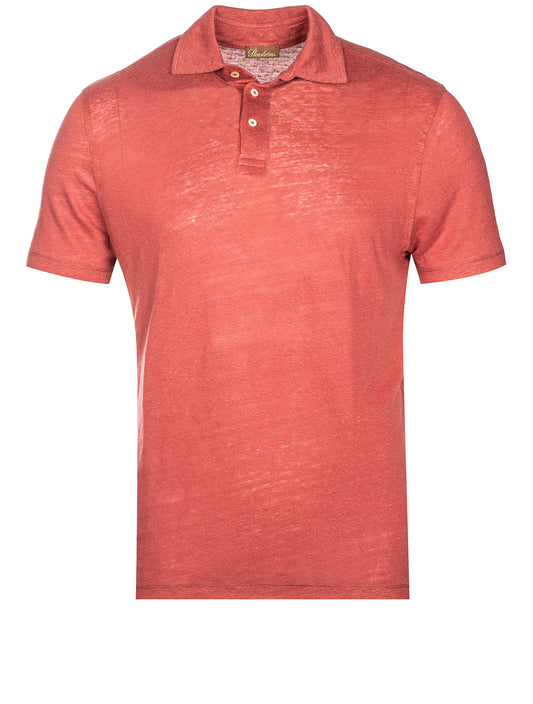 Linen Polo Shirt Rust