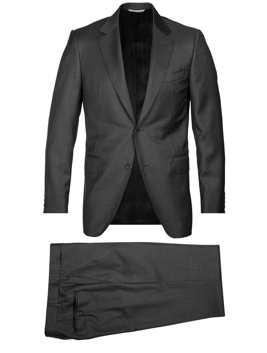 Canali Classic Suit Grey 2 Piece 2 Button Notch Lapel Soft Shoulder Flap Pockets 1
