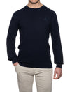 GANT Evening Blue Cotton Texture Crew Neck Sweater