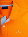 GANT Russet Orange Contrast Collar Pique Short Sleeved Rugger 