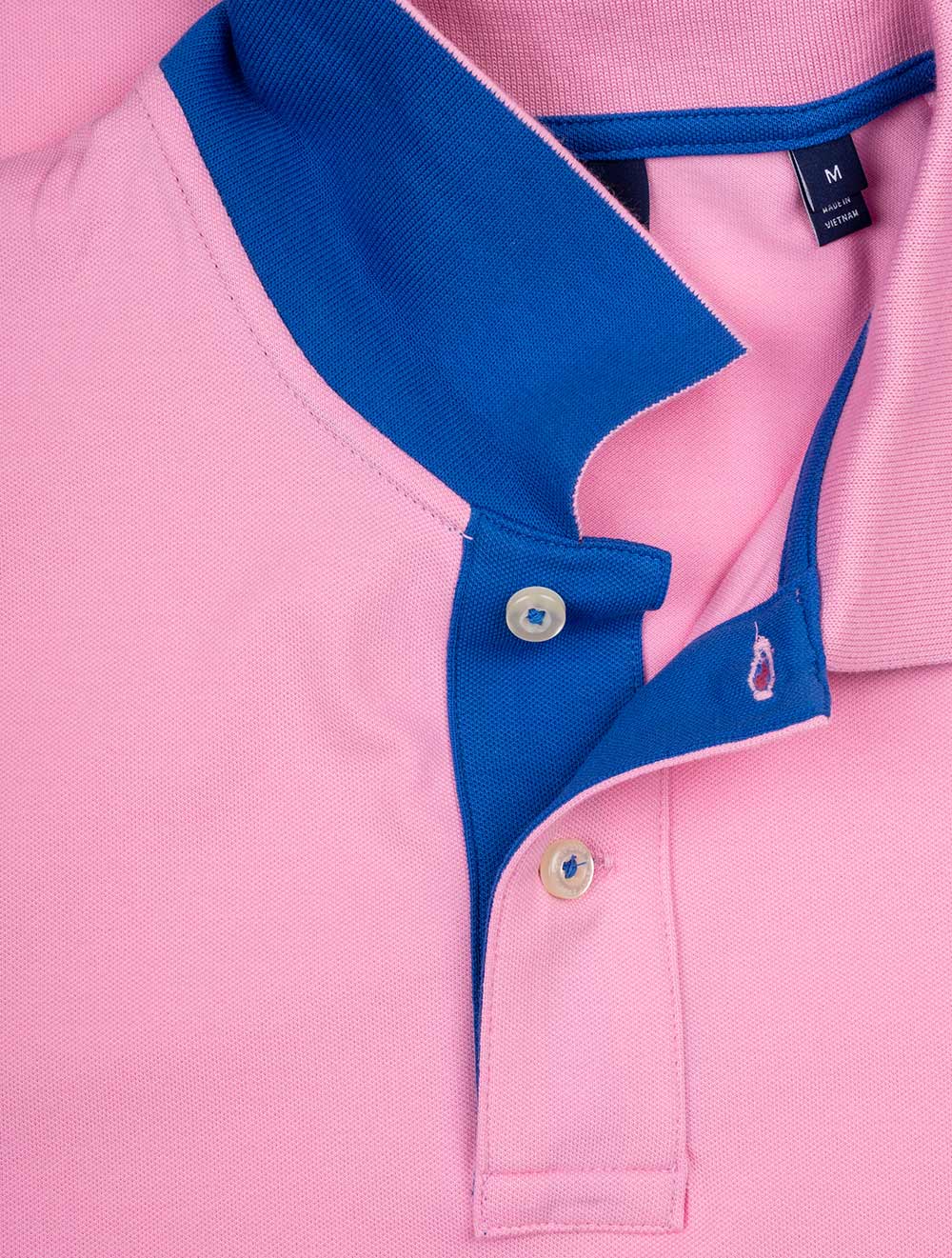Contrast Collar Piqué Polo Shirt Bright Pink