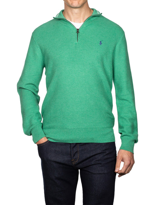 Ralph Lauren Pima Texture Half Zip Pullover Green