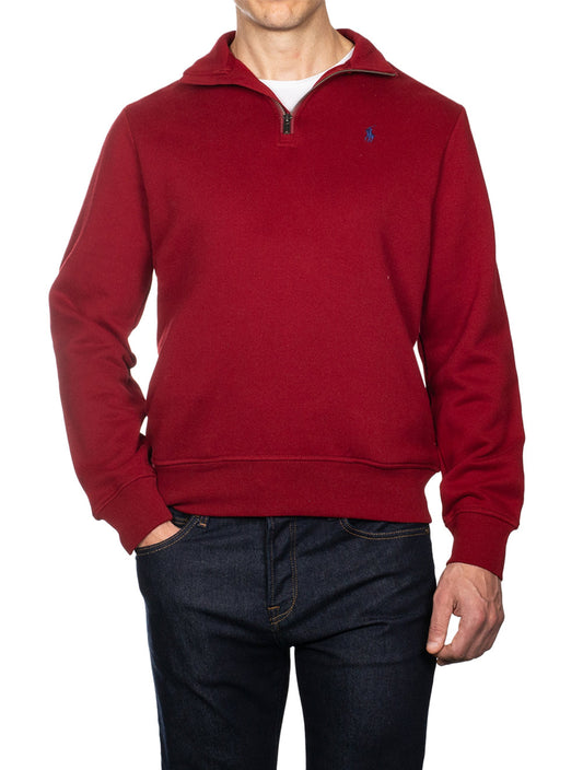 RALPH LAUREN Half Zip Fleece Long Sleeve Sweatshirt Red