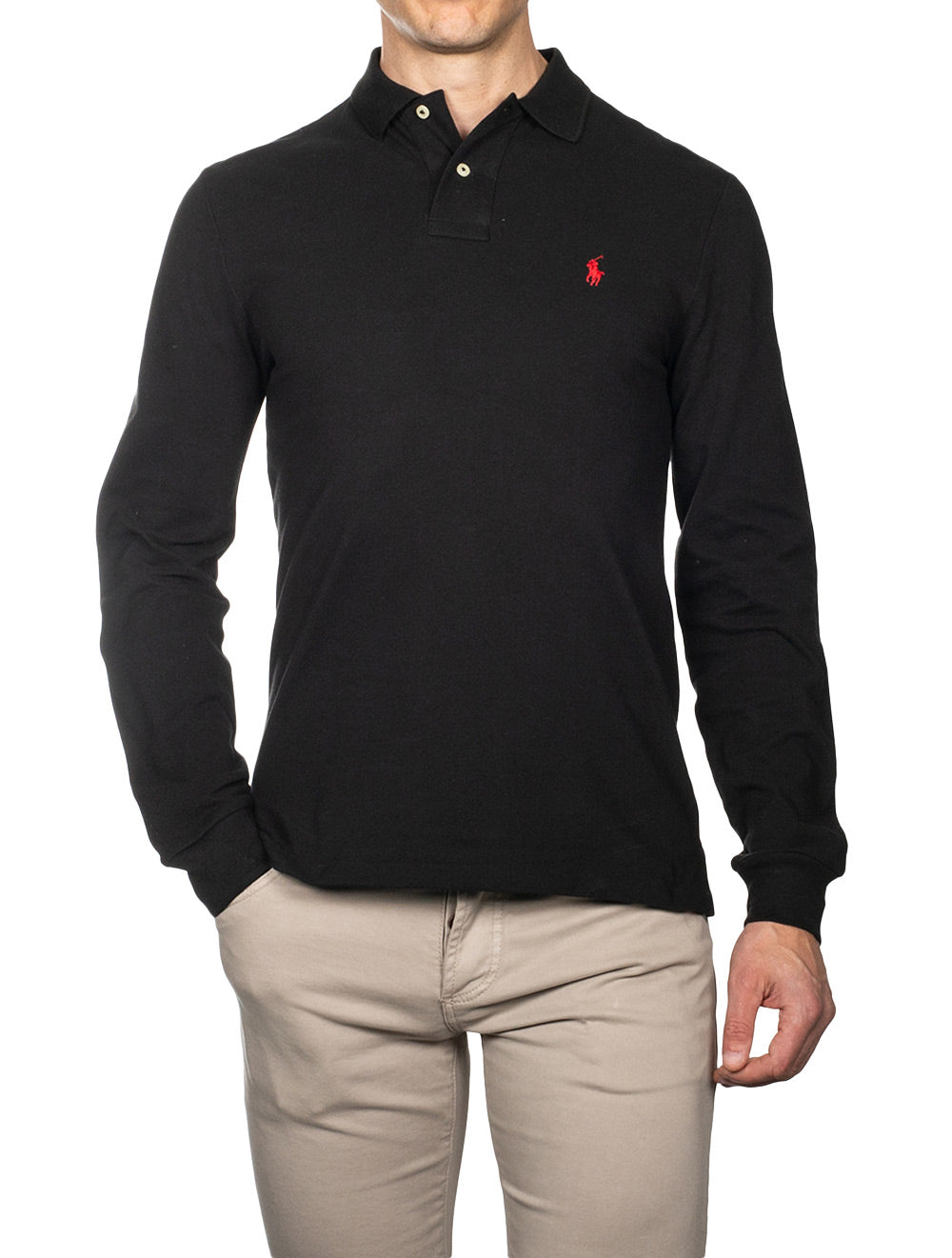 Ralph Lauren Basic Mesh LangarmPoloshirt Schwarz Luxuriöse