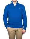 Casual Cotton Half-Zip Sweater Lapis Blue