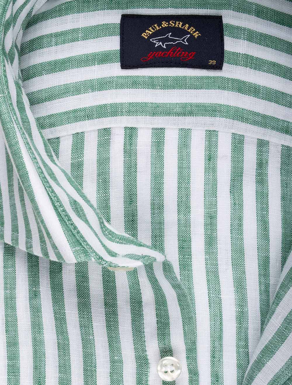 Stripe Linen Shirt Green