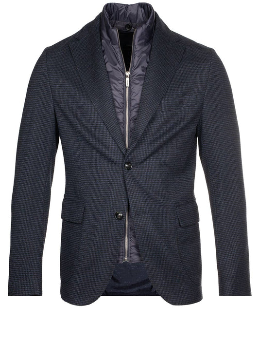 Dressler Sirik Houndstooth Jacket Insert Navy 2 Button Single Breasted Soft Shoulder 1