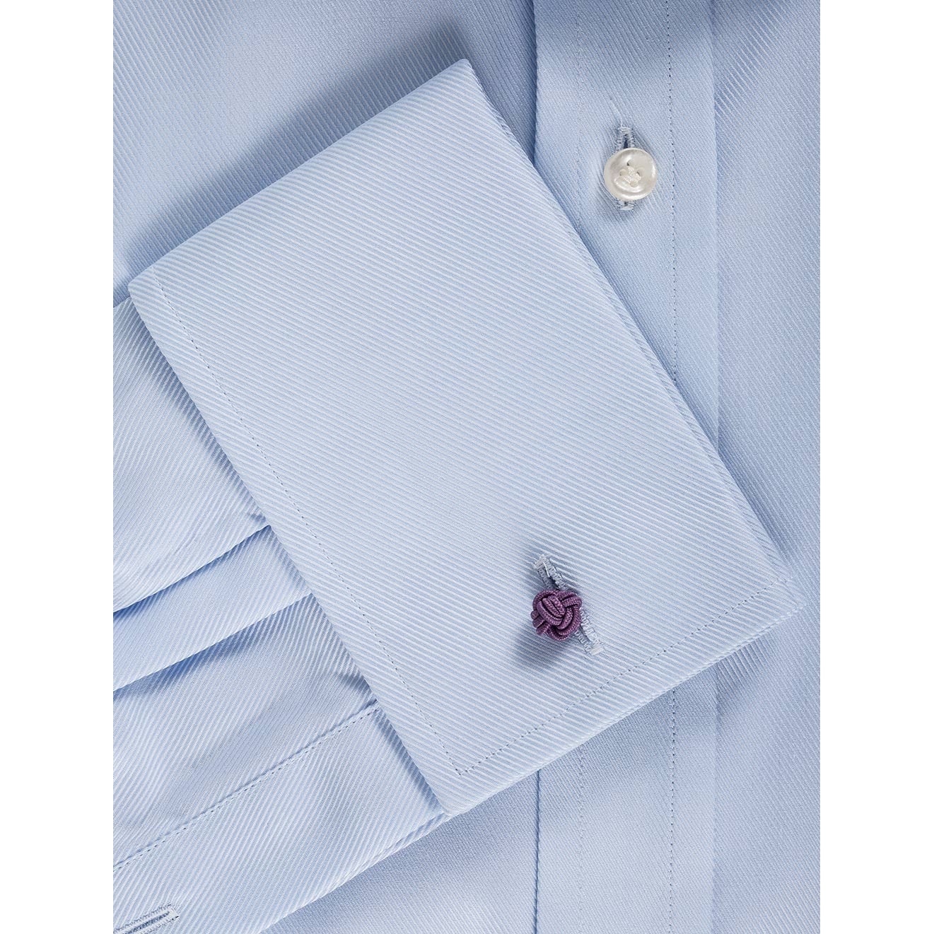 Eton Slim Fit Herringbone Flannel Shirt Sky Blue AI2