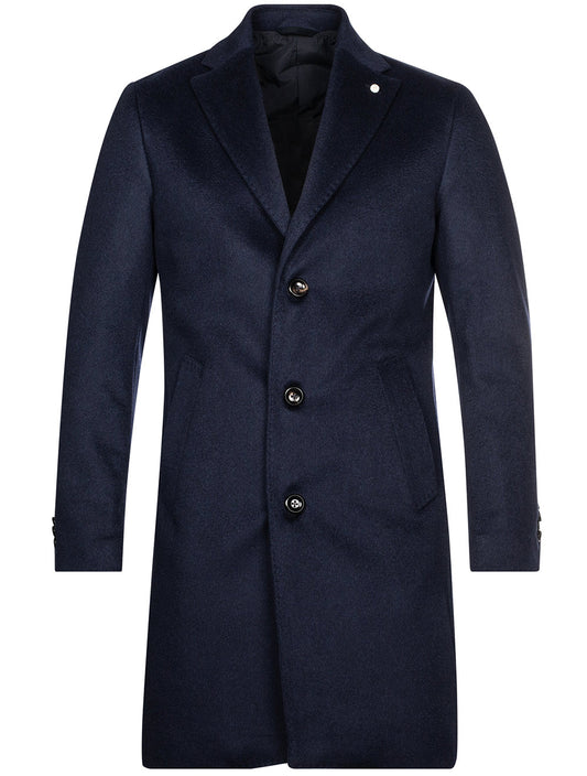 LUBIAM Wool Cashmere Overcoat Blue