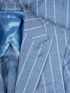 Louis Copeland Stripe Wool Cotton Suit Blue 2 Piece 2 Button Soft Shoulder Peaked Lapel Flap Pockets 2