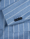Louis Copeland Stripe Wool Cotton Suit Blue 2 Piece 2 Button Soft Shoulder Peaked Lapel Flap Pockets 3