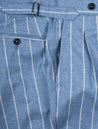 Louis Copeland Stripe Wool Cotton Suit Blue 2 Piece 2 Button Soft Shoulder Peaked Lapel Flap Pockets 5