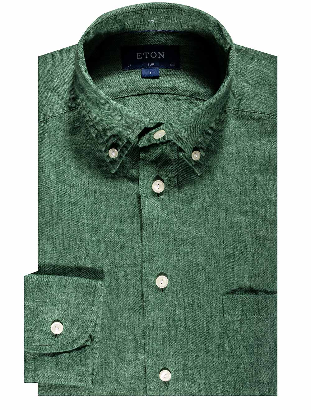 Eton Shirts Slim Fit Linen Shirt Green MI