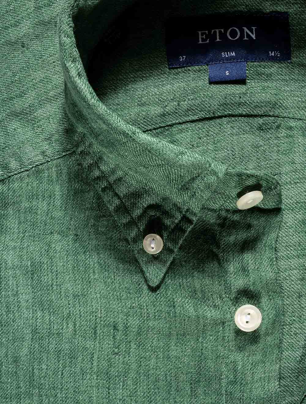 Eton Shirts Slim Fit Linen Shirt Green AI1