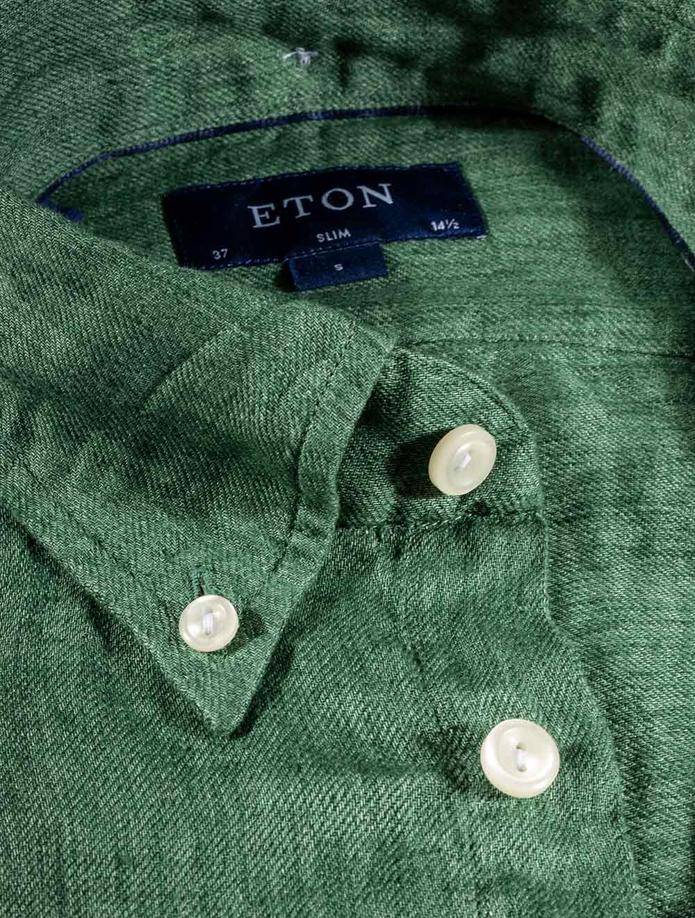 Eton Shirts Slim Fit Linen Shirt Green AI2