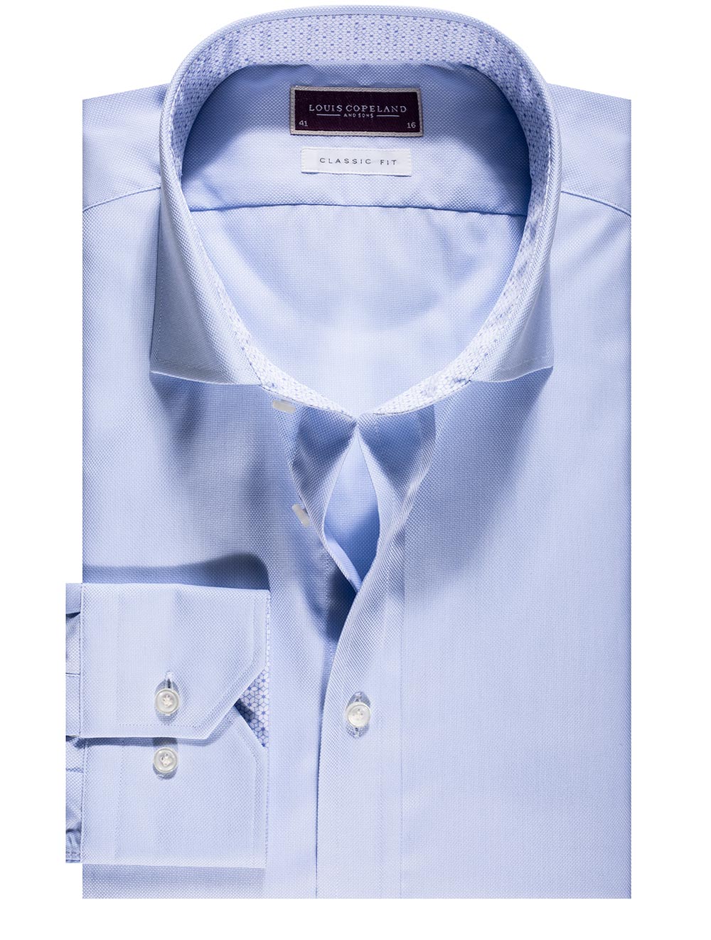 Louis Copeland Shannon Thomas Mason Classic Fit Blue Shirt With Inlay Blue MI