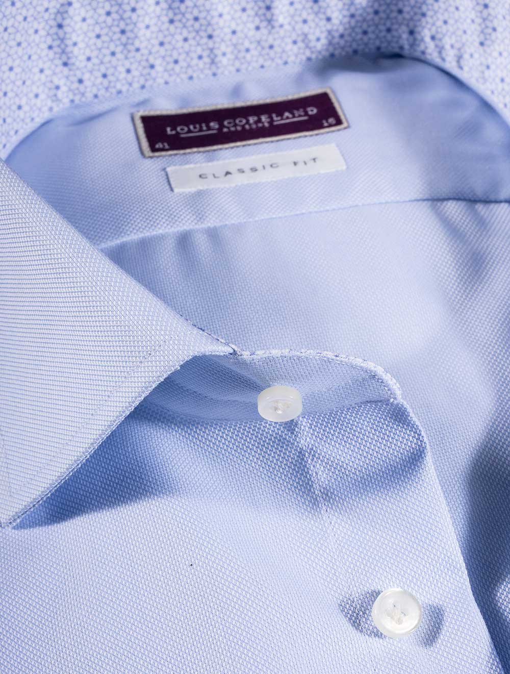 Louis Copeland Shannon Thomas Mason Classic Fit Blue Shirt With Inlay Blue AI2