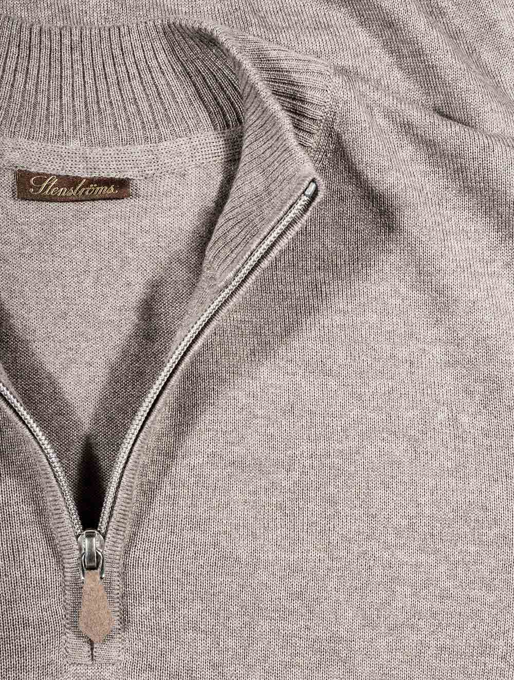 Stenstroms Merino Wool Half Zip Brown AI2