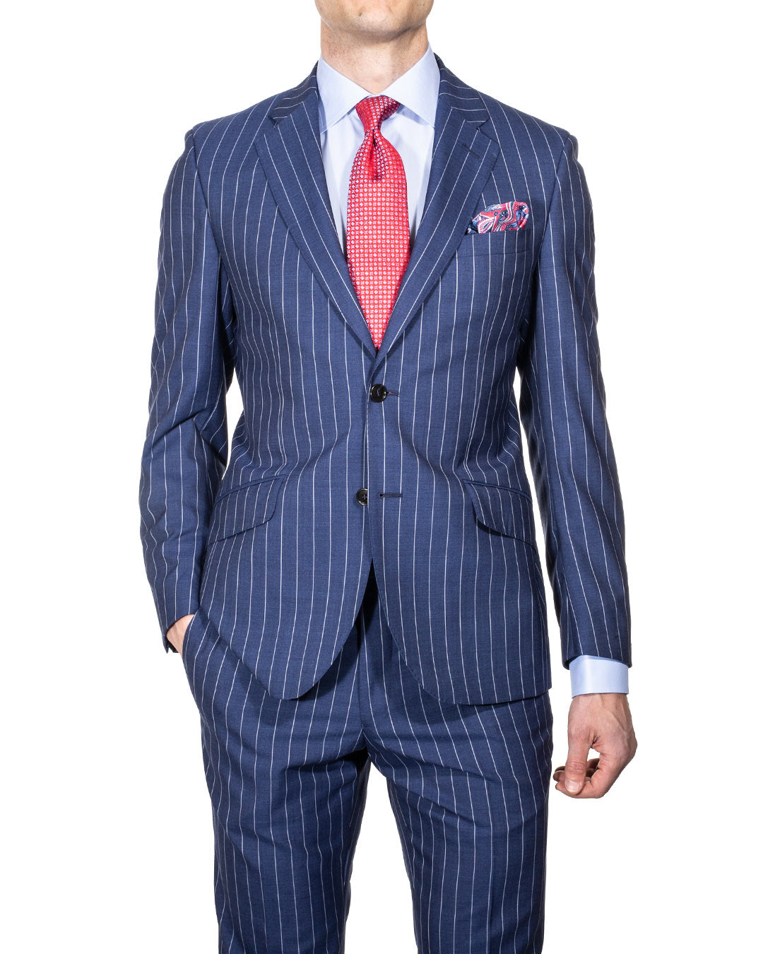 Louis Copeland Inch Stripe Suit Blue MI