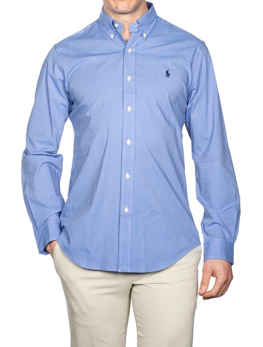 Plain Blue Button-Down Shirt Blue