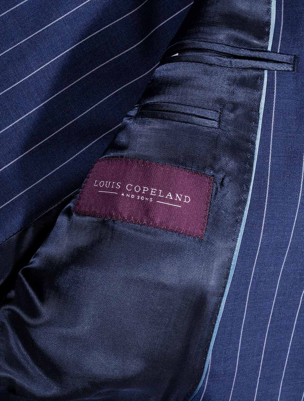Louis Copeland Inch Stripe Suit Blue AI4