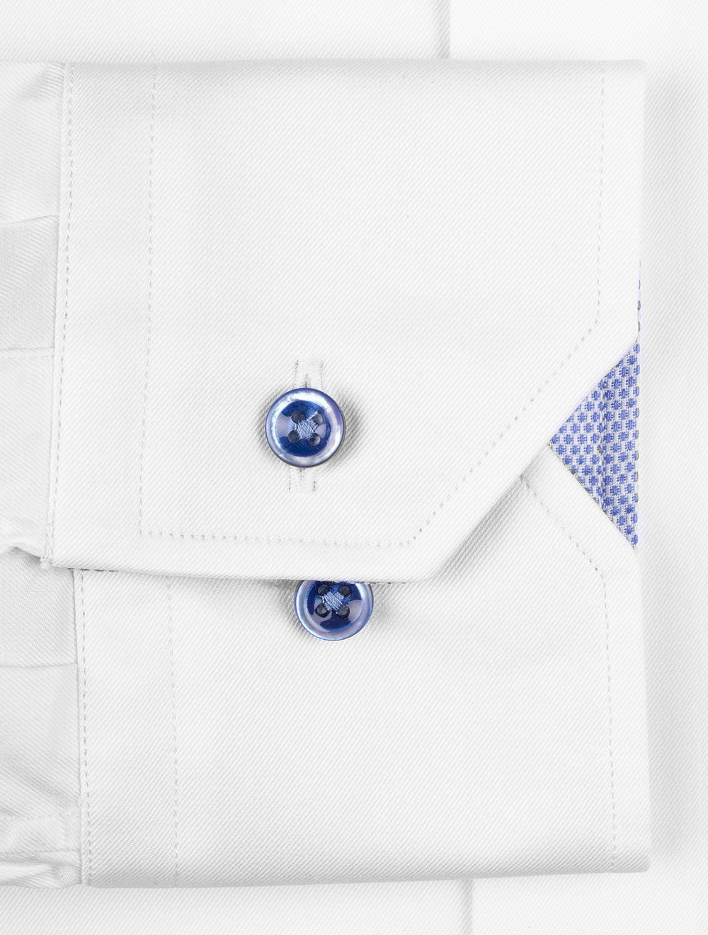 Stenstroms White Contrast Button With Inlay Fitted Body Cotton Shirt AI3