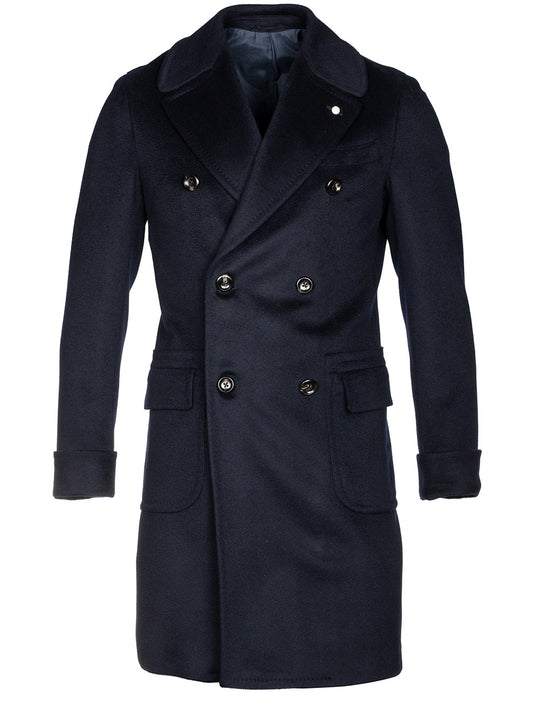 Lubiam Double Breasted Overcoat Wool & Cashmere